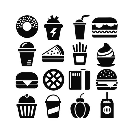Food and Beverage Icon Set Collection Vector for UI Documents Websites and Mobile Applicationsのイラスト素材