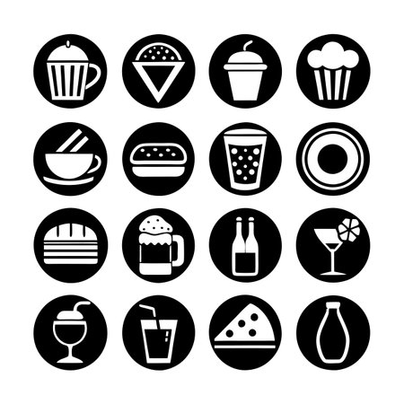 Food and Beverage Icon Set Collection Vector for UI Documents Websites and Mobile Applicationsのイラスト素材