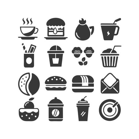 Food and Beverage Icon Set Collection Vector for UI Documents Websites and Mobile Applicationsのイラスト素材