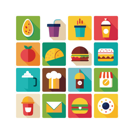 Food and Beverage Icon Set Collection Vector for UI Documents Websites and Mobile Applicationsのイラスト素材