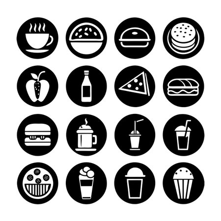Food and Beverage Icon Set Collection Vector for UI Documents Websites and Mobile Applicationsのイラスト素材