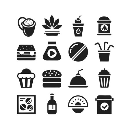Food and Beverage Icon Set Collection Vector for UI Documents Websites and Mobile Applicationsのイラスト素材