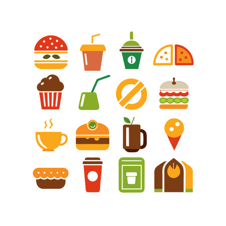 Food and Beverage Icon Set Collection Vector for UI Documents Websites and Mobile Applicationsのイラスト素材