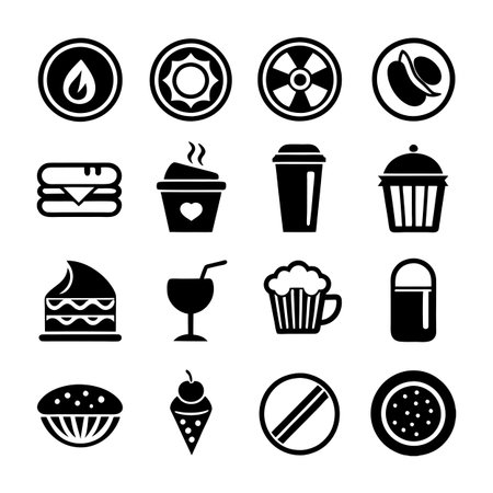 Food and Beverage Icon Set Collection Vector for UI Documents Websites and Mobile Applicationsのイラスト素材