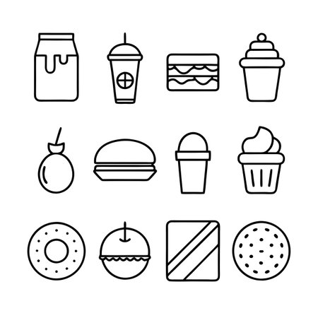 Food and Beverage Icon Set Collection Vector for UI Documents Websites and Mobile Applicationsのイラスト素材