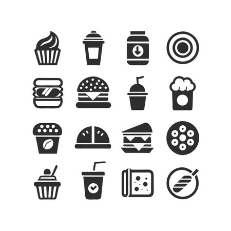 Food and Beverage Icon Set Collection Vector for UI Documents Websites and Mobile Applicationsのイラスト素材