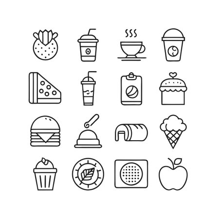 Food and Beverage Icon Set Collection Vector for UI Documents Websites and Mobile Applicationsのイラスト素材