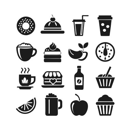 Food and Beverage Icon Set Collection Vector for UI Documents Websites and Mobile Applicationsのイラスト素材