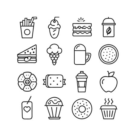 Food and Beverage Icon Set Collection Vector for UI Documents Websites and Mobile Applicationsのイラスト素材