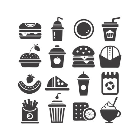 Food and Beverage Icon Set Collection Vector for UI Documents Websites and Mobile Applicationsのイラスト素材