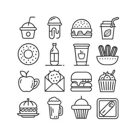 Food and Beverage Icon Set Collection Vector for UI Documents Websites and Mobile Applicationsのイラスト素材