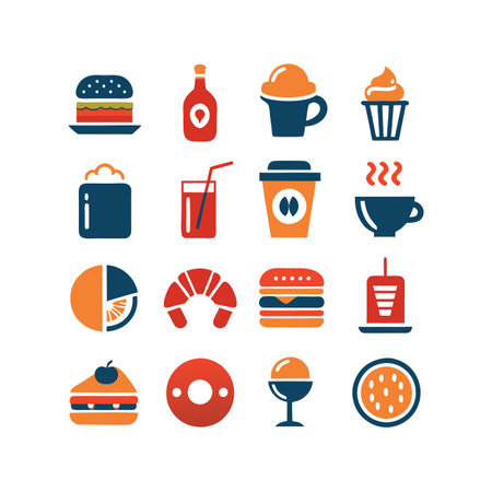 Food and Beverage Icon Set Collection Vector for UI Documents Websites and Mobile Applicationsのイラスト素材