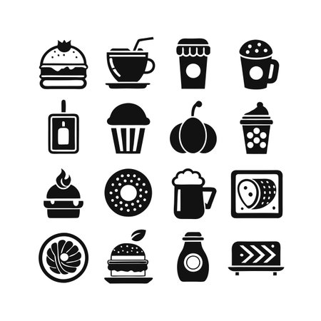 Food and Beverage Icon Set Collection Vector for UI Documents Websites and Mobile Applicationsのイラスト素材