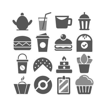 Food and Beverage Icon Set Collection Vector for UI Documents Websites and Mobile Applicationsのイラスト素材