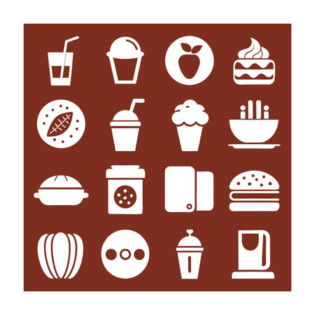 Food and Beverage Icon Set Collection Vector for UI Documents Websites and Mobile Applicationsのイラスト素材