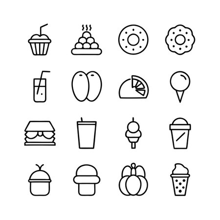 Food and Beverage Icon Set Collection Vector for UI Documents Websites and Mobile Applicationsのイラスト素材