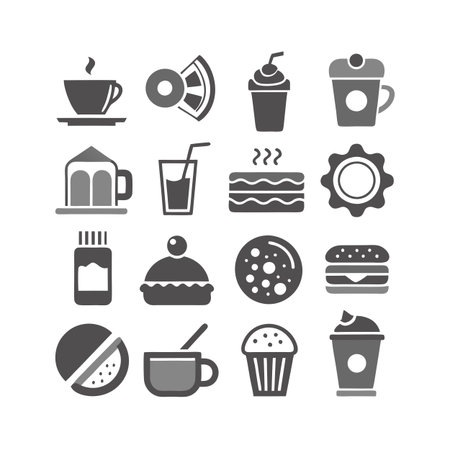 Food and Beverage Icon Set Collection Vector for UI Documents Websites and Mobile Applicationsのイラスト素材