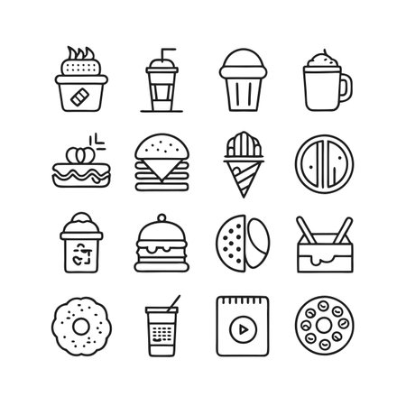 Food and Beverage Icon Set Collection Vector for UI Documents Websites and Mobile Applicationsのイラスト素材