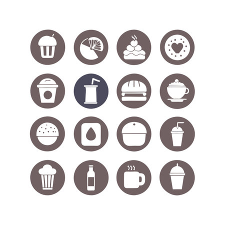 Food and Beverage Icon Set Collection Vector for UI Documents Websites and Mobile Applicationsのイラスト素材