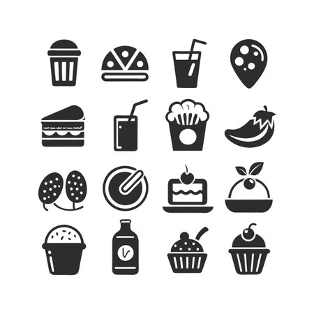 Food and Beverage Icon Set Collection Vector for UI Documents Websites and Mobile Applicationsのイラスト素材