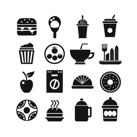 Food and Beverage Icon Set Collection Vector for UI Documents Websites and Mobile Applicationsのイラスト素材
