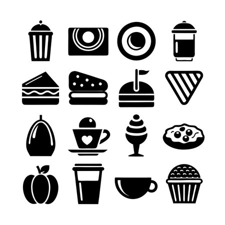 Food and Beverage Icon Set Collection Vector for UI Documents Websites and Mobile Applicationsのイラスト素材