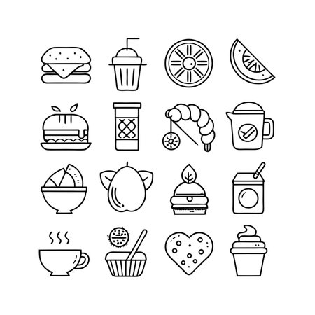 Food and Beverage Icon Set Collection Vector for UI Documents Websites and Mobile Applicationsのイラスト素材