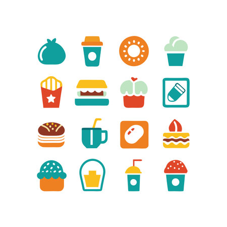 Food and Beverage Icon Set Collection Vector for UI Documents Websites and Mobile Applicationsのイラスト素材