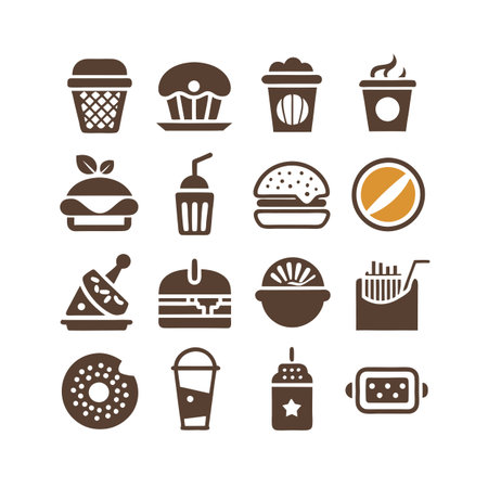 Food and Beverage Icon Set Collection Vector for UI Documents Websites and Mobile Applicationsのイラスト素材