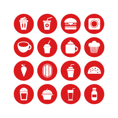 Food and Beverage Icon Set Collection Vector for UI Documents Websites and Mobile Applicationsのイラスト素材