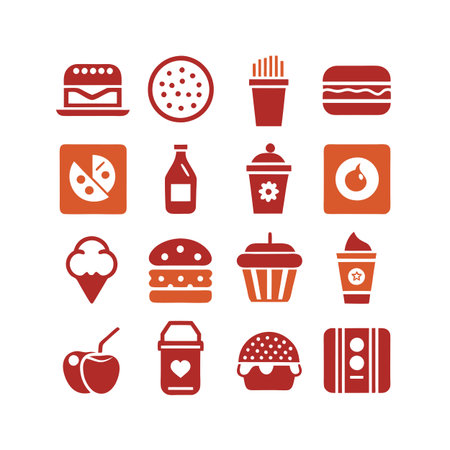 Food and Beverage Icon Set Collection Vector for UI Documents Websites and Mobile Applicationsのイラスト素材