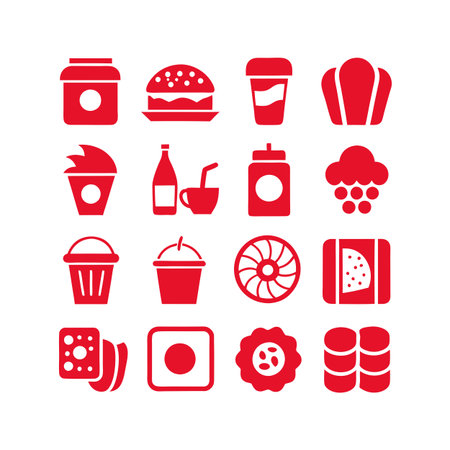 Food and Beverage Icon Set Collection Vector for UI Documents Websites and Mobile Applicationsのイラスト素材
