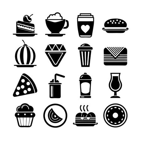 Food and Beverage Icon Set Collection Vector for UI Documents Websites and Mobile Applicationsのイラスト素材