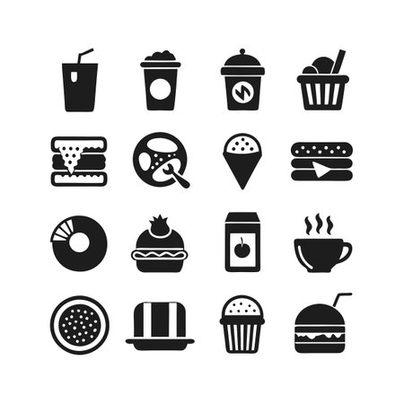 Food and Beverage Icon Set Collection Vector for UI Documents Websites and Mobile Applicationsのイラスト素材