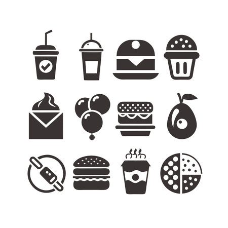 Food and Beverage Icon Set Collection Vector for UI Documents Websites and Mobile Applicationsのイラスト素材