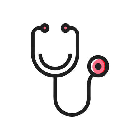 Flat style Stethoscope Icon vector illustration for User Interface documents websites and mobile applicationsのイラスト素材