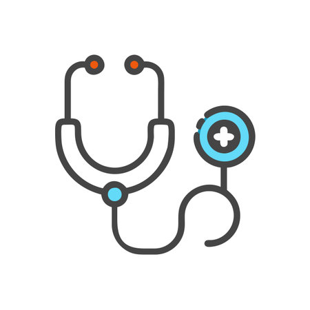Flat style Stethoscope Icon vector illustration for User Interface documents websites and mobile applicationsのイラスト素材