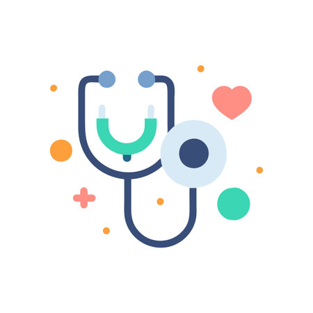 Flat style Stethoscope Icon vector illustration for User Interface documents websites and mobile applicationsのイラスト素材