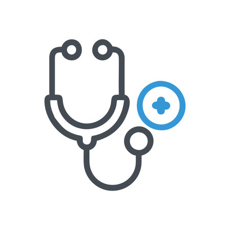 Flat style Stethoscope Icon vector illustration for User Interface documents websites and mobile applicationsのイラスト素材