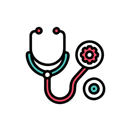 Flat style Stethoscope Icon vector illustration for User Interface documents websites and mobile applicationsのイラスト素材