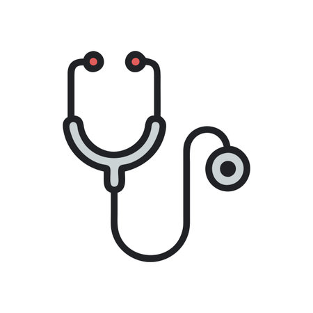 Flat style Stethoscope Icon vector illustration for User Interface documents websites and mobile applicationsのイラスト素材