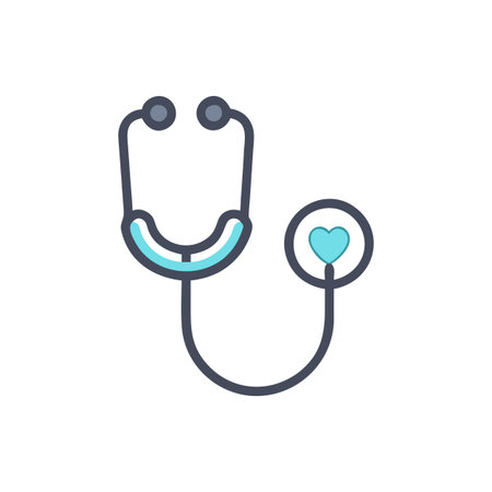 Flat style Stethoscope Icon vector illustration for User Interface documents websites and mobile applicationsのイラスト素材