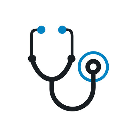 Flat style Stethoscope Icon vector illustration for User Interface documents websites and mobile applicationsのイラスト素材