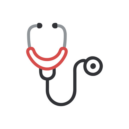 Flat style Stethoscope Icon vector illustration for User Interface documents websites and mobile applicationsのイラスト素材