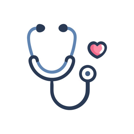 Flat style Stethoscope Icon vector illustration for User Interface documents websites and mobile applicationsのイラスト素材