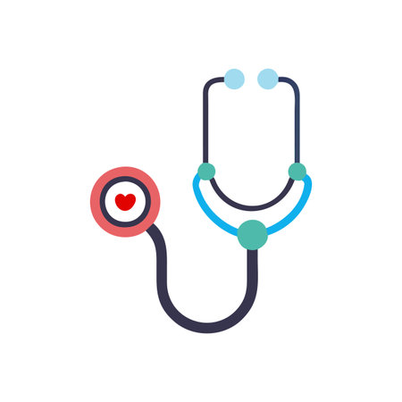 Flat style Stethoscope Icon vector illustration for User Interface documents websites and mobile applicationsのイラスト素材