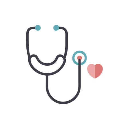 Flat style Stethoscope Icon vector illustration for User Interface documents websites and mobile applicationsのイラスト素材