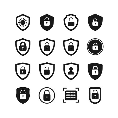 Security &amp; Privacy Icon Set Collection Vector for UI Documents Websites and Mobile Applicationsのイラスト素材