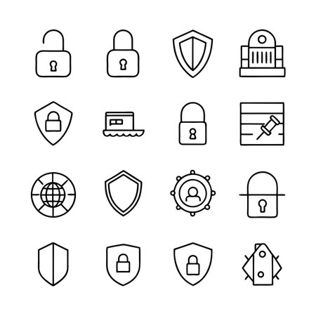 Security &amp; Privacy Icon Set Collection Vector for UI Documents Websites and Mobile Applicationsのイラスト素材