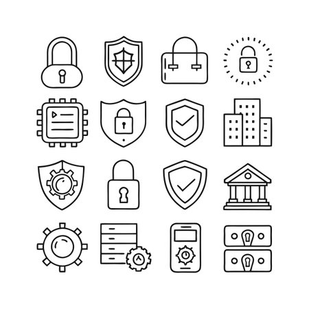 Security &amp; Privacy Icon Set Collection Vector for UI Documents Websites and Mobile Applicationsのイラスト素材